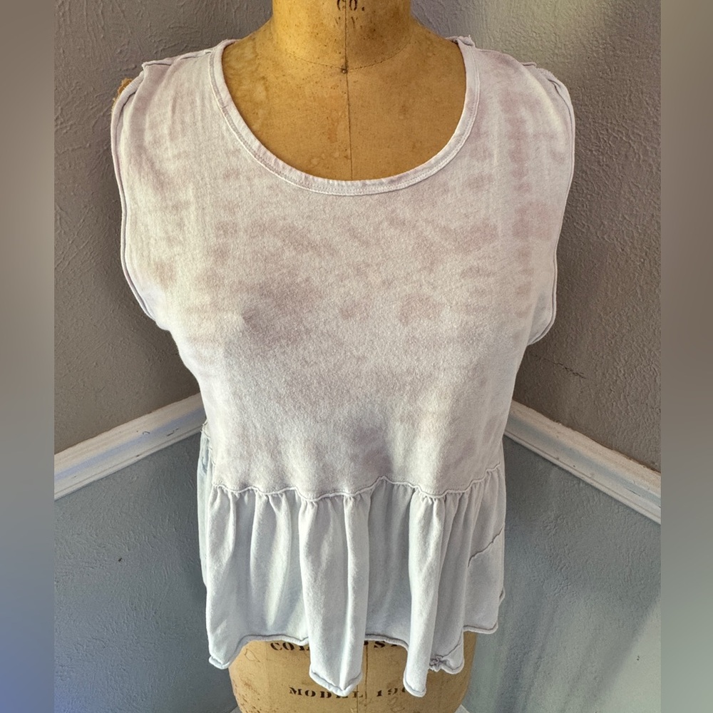 We The Free Light Gray Peplum Tank Top